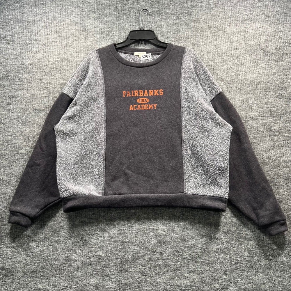 Modish Rebel Fairbanks USA Academy Sherpa Colorblock Sweatshirt Grey Medium